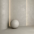 Minimalist Cylindrical Structure Design With White Sphere And Light Colored Wall