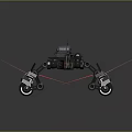 Black Mechanical Robotic Machine With Multiple Legs And Red Laser Beams 3d model
