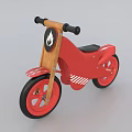 Red Kids' Balance Motorcycle with Wooden Handlebars Black Seat Red Inner Black Outer Wheels and Flame Logo
