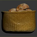 Wicker Basket Filled With Fresh Golden Brown Bread Rolls For Daily Use