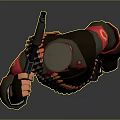 3D Military Character In Uniform Holding Gun With Bullet Belt And Red Green Accents