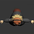 3D Anime Style Game And Movie Character With Orange Hair Antler Headpiece And Gray Coat