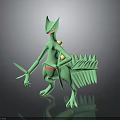 Green Fantasy Creature With Spiked Tail Slender Limbs And 3D Rendered Model 3d model