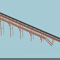 Industrial Conveyor Belt Equipment With Orange Support Frames Yellow Guardrails And Black Surface