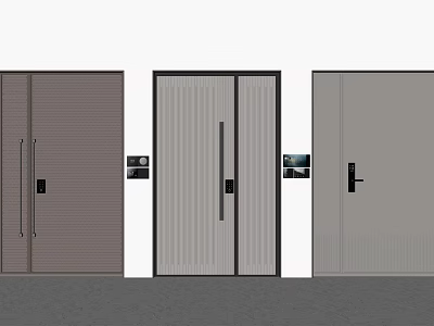 Modern Double Doors Design With Textured Panels Multiple Colors And Handle Details 3d model