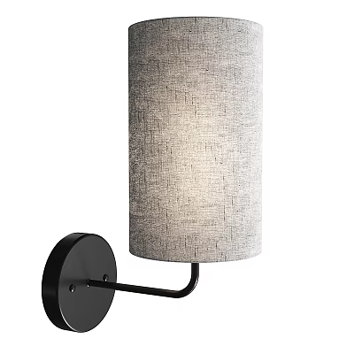 Modern Wall Sconce With Textured Fabric Shade And Black Metal Bracket For Indoor Lighting 3d model