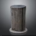 Natural Wooden Tree Stump Pedestal With Smooth White Stone Base Decoration