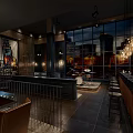 Stylish Bar Interior With Bar Counter Stools Drums Wine Racks And Hanging Lights