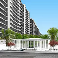 Residential Complex Layout with High-rise Buildings Central Green Space and Roads