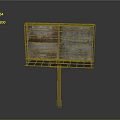 Old Double Sided Billboard With Rusted Metal Pole And Worn Wooden Panels