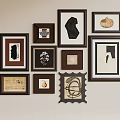 Abstract Paintings On Wall With Multiple Different Framed Art Pieces 3d model