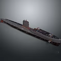 Modern Military Submarine 3D Rendered With Long Metal Hull And Conning Tower