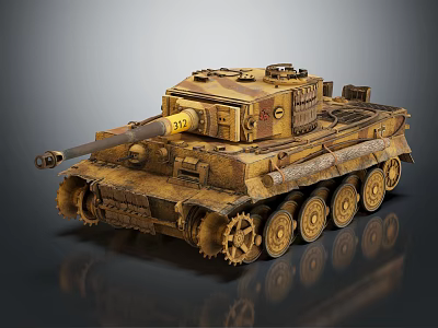 Vintage Military Tank with Weathered Exterior Cannon Turret and Metal Tracks 3d model Vintage Military Tank with Weathered Exterior Cannon Turret and Metal Tracks 3d model
