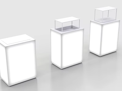 White Launch Device Display Stands With Transparent Lids And Modern Design 3d model