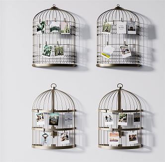 Modern Photo Wall Bird Cage Hanging Wall Decorations Combination 3d model