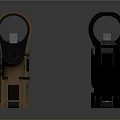 Two Tone Brown and Black Weapon Parts with Metal Construction Mechanical Holes and Connectors