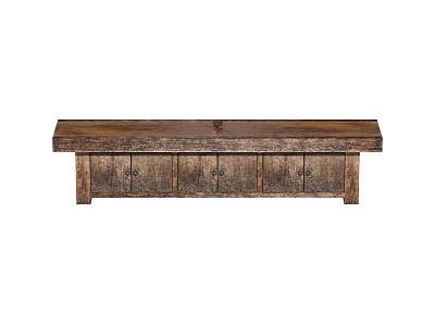 Rustic Wooden Console Table With Multiple Drawers And Natural Wood Design 3d model