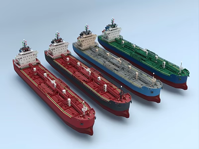 Wooden Tanker Boat Models in Different Hues Arranged for 3d model