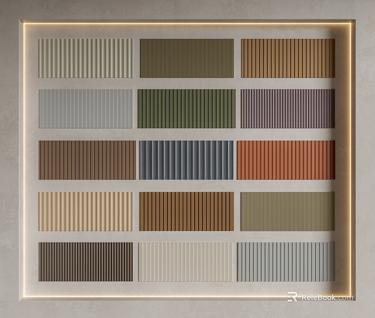 Wall Panels Samples Display With Different Colors And Various Textures 3d model 