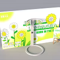 Interactive Zone For Testing Reaction Ability With Sunflower Decorations And Display Board 3d model