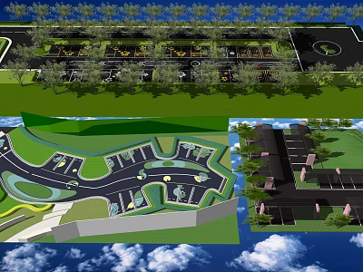 Residential Community Master Plan With Green Spaces Road Network And Building Layout 3d model