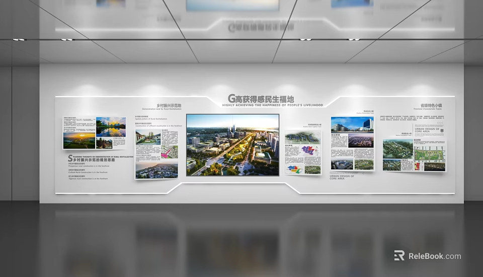 China Railway Business Smart Port Exhibition Wall with City Views Planning Maps and 3d model 