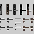 Modern Door Handles Showcasing Various Smart And Mechanical Design Styles 3d model