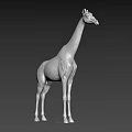 Two Standing Silver Metallic Giraffe Sculptures With 3D Design And Lifelike Postures