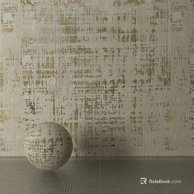 Elegant Circular Spherical Component With Gold Beige Mottled Surface Texture Against Textured Wall 3d model 