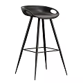 Modern Black Bar Stool with Sleek Metal Legs and Curved Backrest for Contemporary Living Spaces