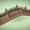 Chinese Style Stone Bridge With Arched Structure Decorative Railings And Posts 3d model