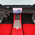 Silver Electric Sedan With Red Seats And Modern Sleek Autonomous Design