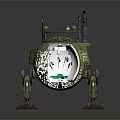 Green Dome Shaped Mechanical Device With Antenna Tools Open Door And Mechanical Legs