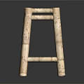 Rustic Natural Solid Wood Stool With Simple Design Four Legs And Textured Surface