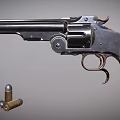 Vintage Revolver With Wooden Grip Steel Frame And Ammunition Bullets