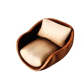 Modern Single Sofa With Wooden Frame Light Beige Cushion And Rounded Design