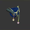 Stylish Blue Hat With Gold Accents Green Brim And Fashion Design