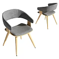 Modern Dining Chairs With Gray Fabric Seats Armrests And Wooden Legs