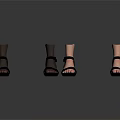 Women's Black Strappy Sandals With Heels For Daily Casual Wear