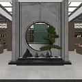 Modern Store Interior With Display Shelves Products Green Plant And Lighting