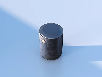 Sleek Black Cylindrical Modern Home Essential With Round Top And Small Gold Button On Side 3d model