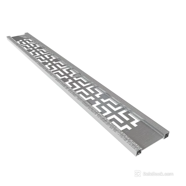 Metal Decorative Strip With Intricate Geometric Cutout Patterns And Smooth Edges 3d model 