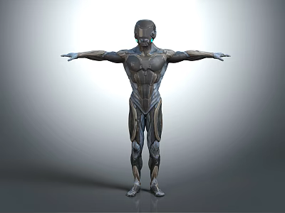 Futuristic Humanoid Robot Character With Intricate Mechanical Body And Outstretched Arms 3d model