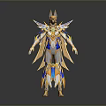Mythical Winged Character In Gold And Blue Armor With Egyptian Fantasy Creature Details