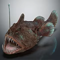 Fierce Anglerfish With Sharp Teeth And Bioluminescent Lure In Deep Sea 3d model