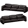 Black Leather Multi Person Sofa With Modern Design And Comfortable Seating 3d model
