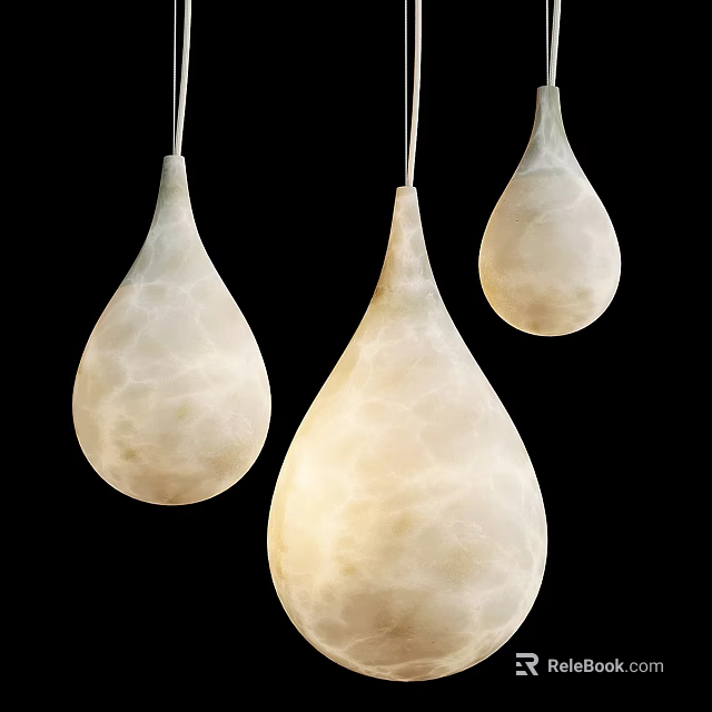 Modern Teardrop Shaped Cream Colored Ceiling Lights With Marble Texture Design 3d model