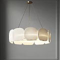 Modern Stylish Chandelier Featuring White Circular Shades And Warm Glowing Light