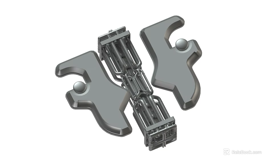 Symmetric Metallic Mechanical Component With Structural Bolts And Industrial Design 3d model 