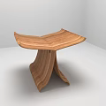Modern Minimalist Wooden Stool With Curved Structure And Smooth Surface 3d model
